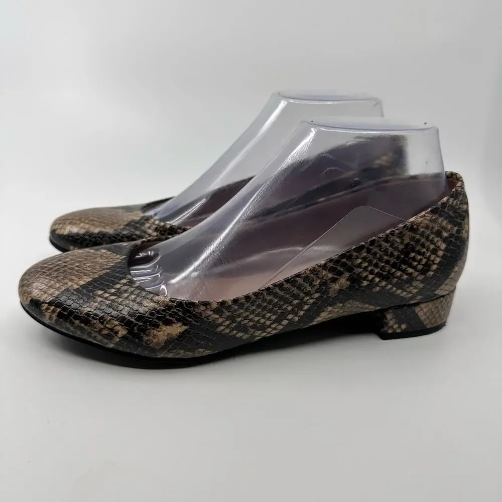 Easy Spirit Bell Snake Print Slip On Ballet Flats US 6.5-7 Leather Animal Print